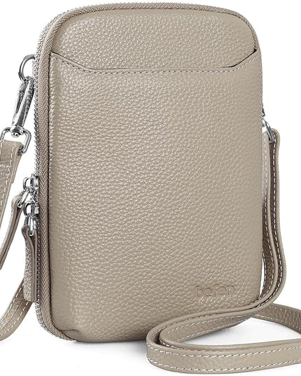 befen Genuine Leather Crossbody Cell Phone Purse for Women, Small Zip Around RFID Blocking Crossbody Wallet Bags