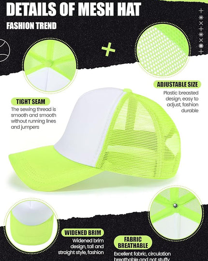 10 Pcs Sublimation Blank Trucker Hats Bulk Mesh Baseball Cap Polyester Mesh Trucker Hat for Men and Women