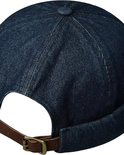 Croogo Denim Docker Hat Fashion Brimless Beanie Hat Retro Worker Skull Cap Rolled Cuff Sailor Cap Hip Hop Dancing Watch Cap