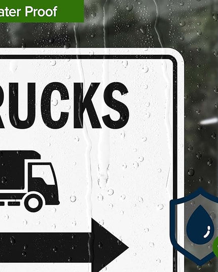 All trucks With Right Arrow Sign, 10x7 Inches, 4 Mil Vinyl Decal Stickers Weather Resistant, Made in USA by My Sign Center