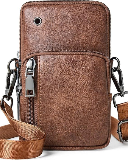 Bluome Small Crossbody Phone Purse for Women –PU Leather Crossbody Handbag Wallets Shoulder Travel Bag with Headphone Jack