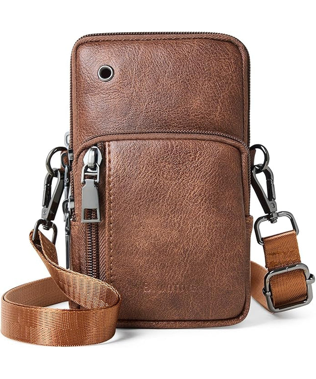 Bluome Small Crossbody Phone Purse for Women –PU Leather Crossbody Handbag Wallets Shoulder Travel Bag with Headphone Jack