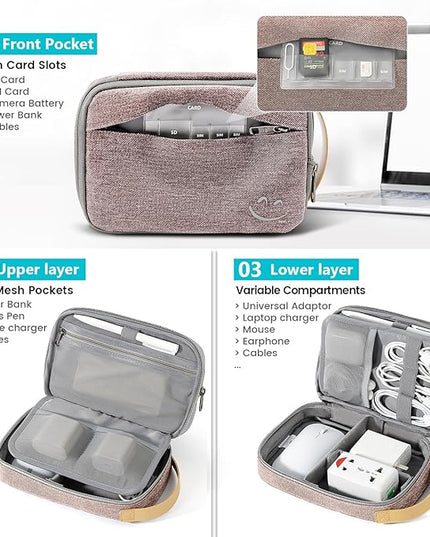 Travelkin Travel Electronic Cord Organizer Travel Case, Travel Cable Organizer Bag For Charger, Phone, Sd Card, Sim Card, Earphone, Usb Drives (Pink)