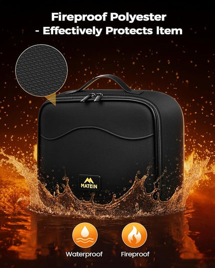 MATEIN Fireproof Travel Electronic Organizer for Women, 2-in-1 Tech Cable Organizer Pouch & Makeup Bag with Mirror, Water Resistant Portable Storage for Cosmetics, Charger, Electronics Accessories