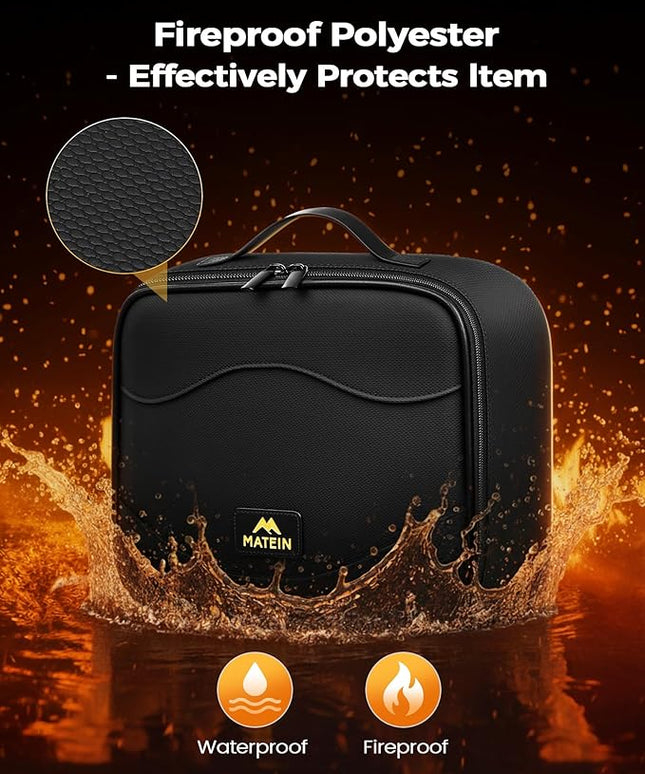 MATEIN Fireproof Travel Electronic Organizer for Women, 2-in-1 Tech Cable Organizer Pouch & Makeup Bag with Mirror, Water Resistant Portable Storage for Cosmetics, Charger, Electronics Accessories