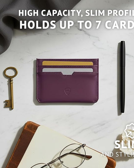 Vaultskin MOORGATE Slim Card Holder - Minimalist Leather Wallet, RFID Blocking Sleeve, Fits Front Pocket, for Men and Women