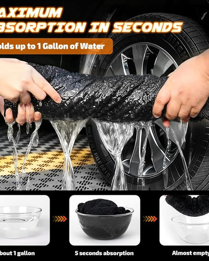 2-Pack 1200 GSM Car Drying Towels – Microfiber Towels for Cars (36" x 24"), Ultra-Absorbent, Streak-Free, Scratch-Free, No Water Spots, Double-Twist Pile & Edgeless Design(Orange)