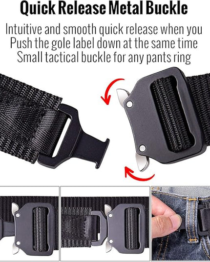 MOZETO Tactical Belts for Men 1.5" Nylon EDC CCW Gun Belt for Concealed Carry Holsters with Heavy Duty Quick Release Buckle