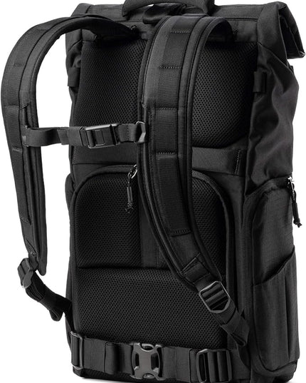 Think Tank FocusPoint 30L RollTop Camera Backpack - Asphalt Black: Expandable Travel & Camera Backpack with Laptop Sleeve, Quick Side and Back Access, Rain Cover – Versatile Photography & Travel Bag