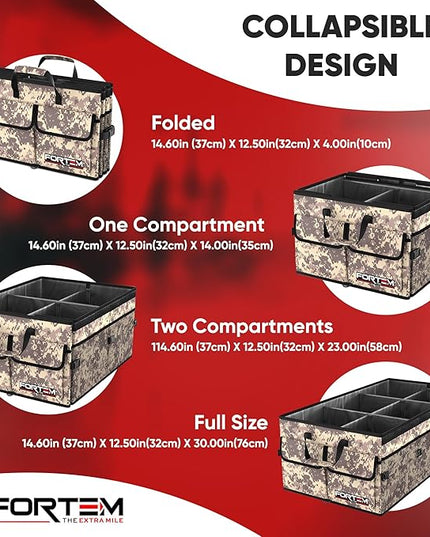 FORTEM Trunk Organizer For SUV Car Trunk Organizer, Foldable Storage, Car Accessories for Women Men, Collapsible Bag, Perfect Christmas Gifts, 600D Oxford, Non Slip Bottom, Straps, Soft Cover (85L)