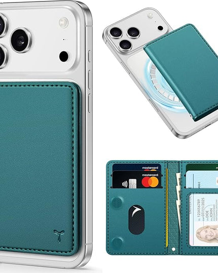 TUCCH for Magsafe Wallet with 6 Card Holders, RFID Blocking [Clear ID Window] PU Leather Folio Magnetic Phone Wallet for iPhone 17/16/15/14/13/12/Plus/Air/Pro/Pro Max Series, Teal Green