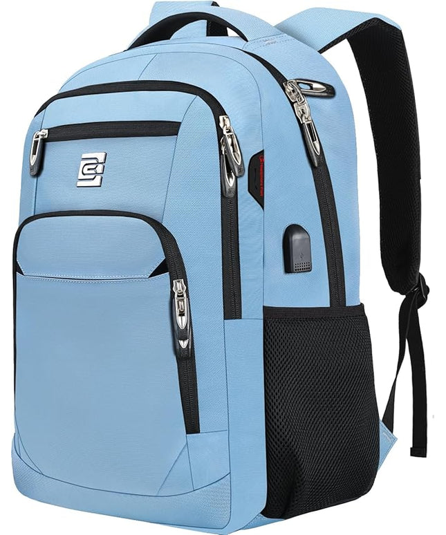 Laptop Backpack,Business Travel Anti Theft Slim Durable Laptops Backpack with USB Charging Port,Water Resistant College Computer Bag for Women & Men Fits 15.6 Inch Laptop and Notebook-Pale Blue