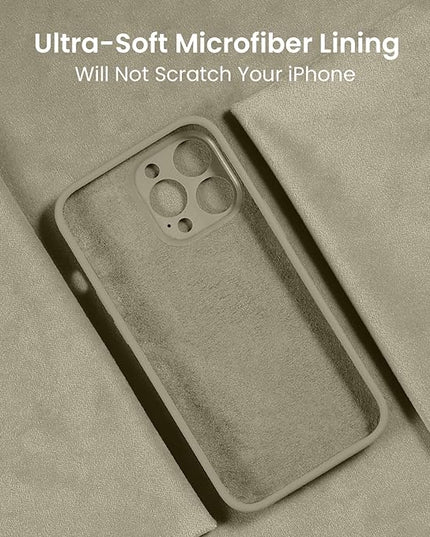 FireNova Designed for iPhone 13 Pro Case, Silicone Upgraded [Camera Protection] Phone Case with [2 Screen Protectors], Soft Anti-Scratch Microfiber Lining Inside, 6.1 inch, Khaki