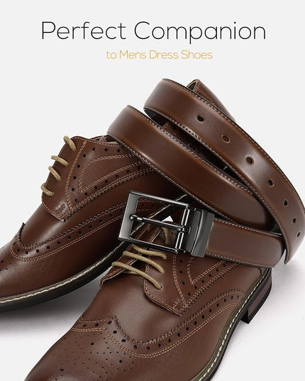 CHAOREN Reversible Belt Men 1 Piece - 1.25" Leather Dress Belt - Trim to Fit for Elegant Style