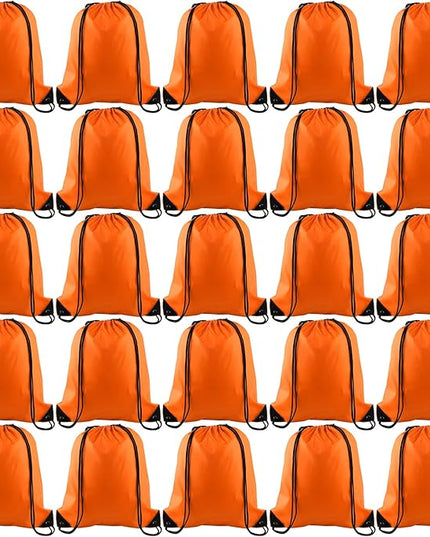 KUUQA 25Pcs Orange Drawstring Bags - String Backpacks for Gym, Sport, Traveling