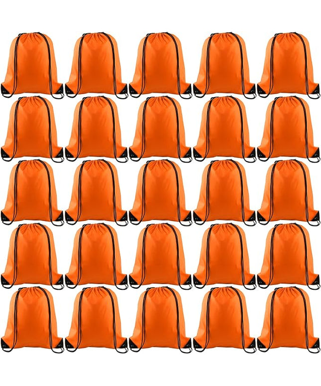 KUUQA 25Pcs Orange Drawstring Bags - String Backpacks for Gym, Sport, Traveling