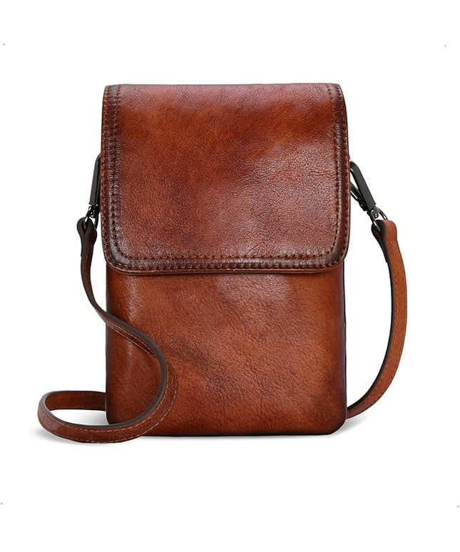 Iswee Leather Crossbody Bags for Women RFID Blocking Cell Phone Purse Small Anti-Theft Zippered with Card slots