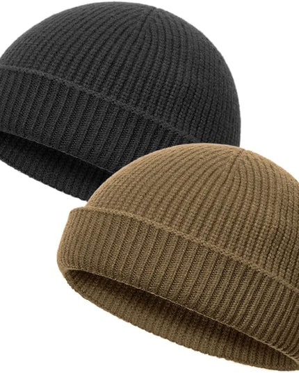 vidsel Thin Wool Fisherman Beanie Hat for Men Women Fall Winter,Short Knit Cuffed Fashion Trawler Skull Cap,Watch Cap