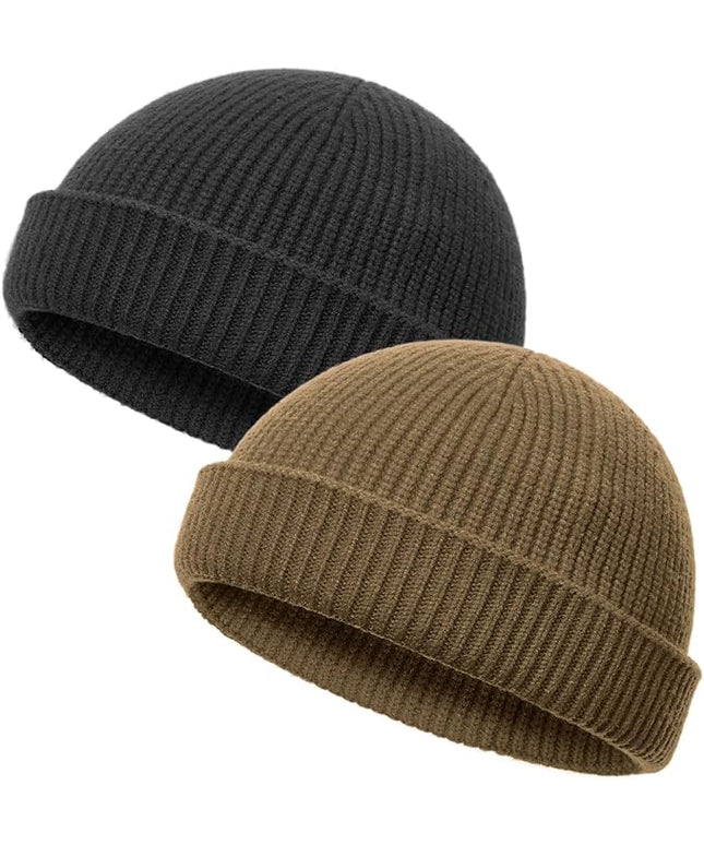 vidsel Thin Wool Fisherman Beanie Hat for Men Women Fall Winter,Short Knit Cuffed Fashion Trawler Skull Cap,Watch Cap