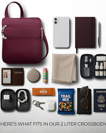 Travelon Anti-theft Classic Slim Double Zip Crossbody