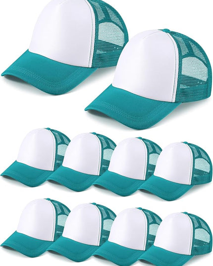 10 Pcs Sublimation Blank Trucker Hats Bulk Mesh Baseball Cap Polyester Mesh Trucker Hat for Men and Women