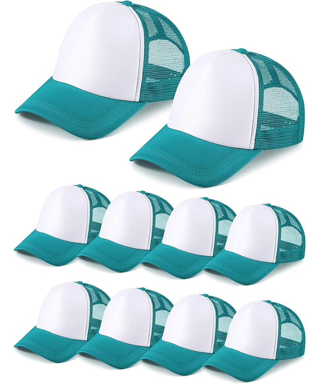 10 Pcs Sublimation Blank Trucker Hats Bulk Mesh Baseball Cap Polyester Mesh Trucker Hat for Men and Women