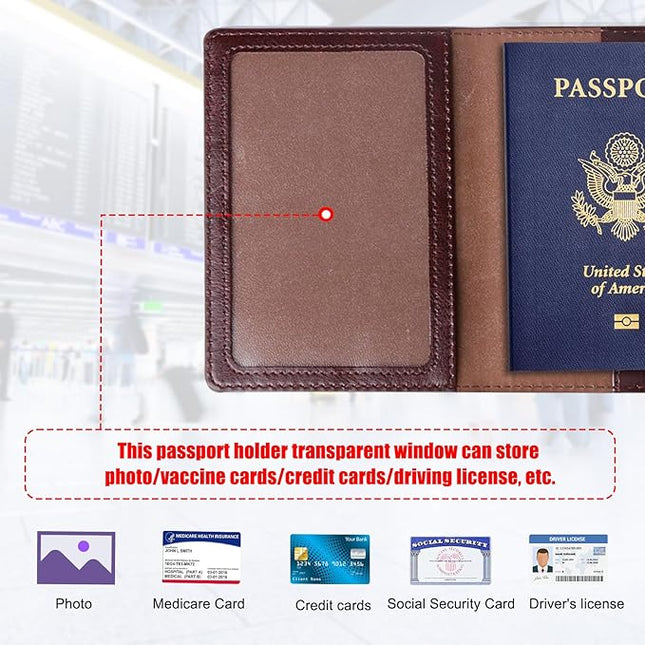 TIGARI Passport Holder for Travel Women Men, Valentines Day Gifts PU Leather Wallet Cover Case Sleeve, Waterproof Protected Document Organizer, Vacation Plane Cruise Travel Essentials