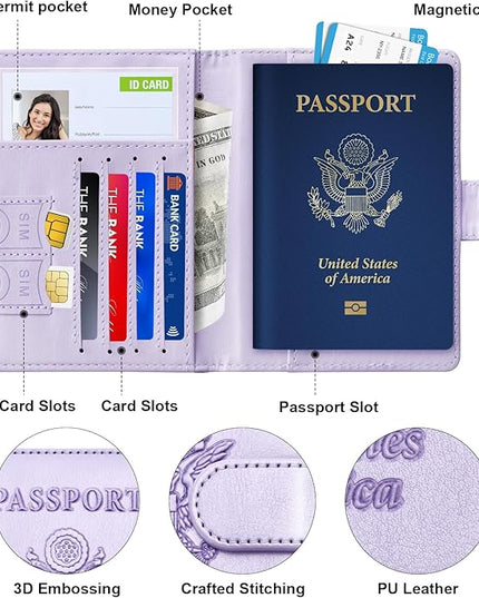 Herain Passport Holder for Travel Cruise Essentials, 2 Pcs Passport Cover Wallet Case Travel Gifts Women Men Family, RFID Passports Book Card Holders Travels Accessories Must Haves