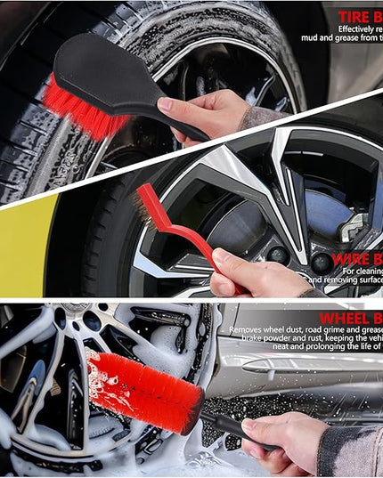 35Pcs Car Detailing Kit, Car Cleaning Kit with Windshield Cleaning Tool and Tool Box, Interior & Exterior Auto Care Supplies and Brushes (B：35PCS-R)