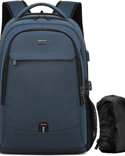 DUSLANG 17 Inch Laptop Backpack for Travel with Backpack Rain Cover College Backpack for Men Laptop Bag with USB Charging Port,Blue