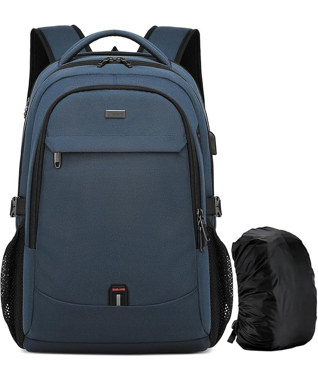DUSLANG 17 Inch Laptop Backpack for Travel with Backpack Rain Cover College Backpack for Men Laptop Bag with USB Charging Port,Blue