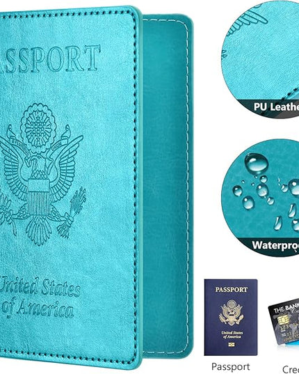 Eoehro Passport Holder for Travel Essentials-2Pack, Passport Wallet Cover Case for Travel Must Haves Accessories,Passport Book Holders for Women and Men