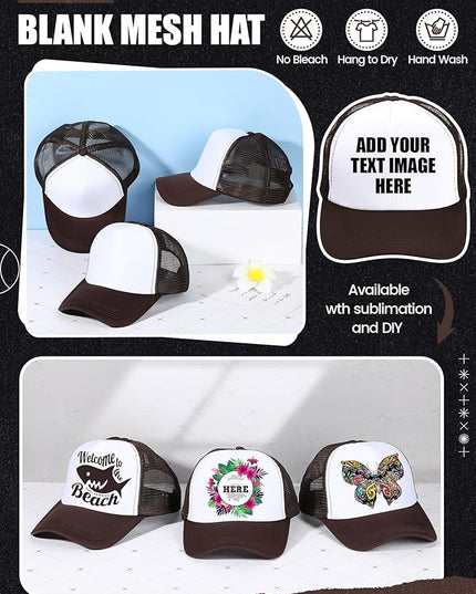 10 Pcs Sublimation Blank Trucker Hats Bulk Mesh Baseball Cap Polyester Mesh Trucker Hat for Men and Women