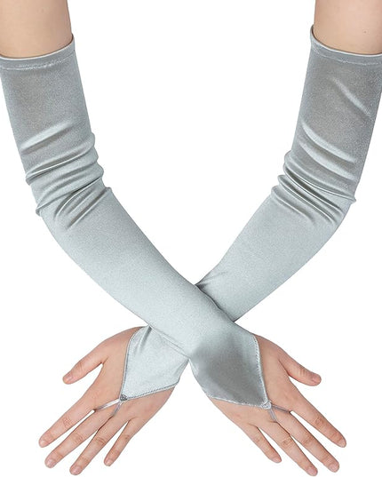 BABEYOND Long Opera Party 20s Satin Gloves Stretchy Adult Size Elbow Length