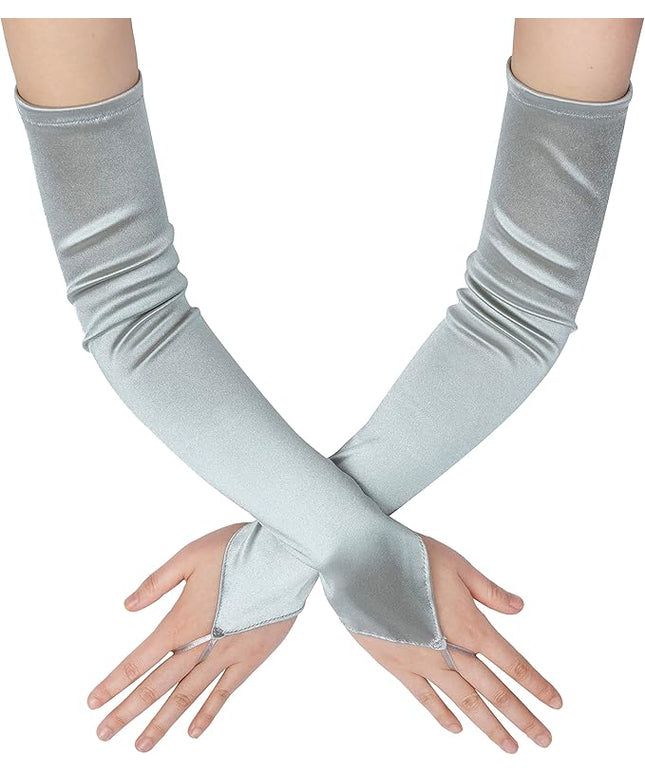 BABEYOND Long Opera Party 20s Satin Gloves Stretchy Adult Size Elbow Length