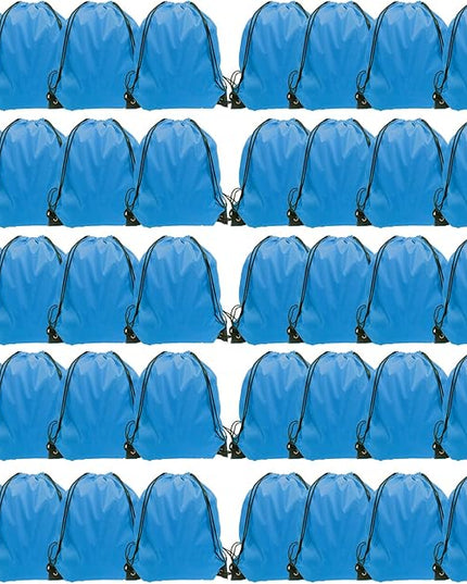 GoodtoU Drawstring Bags, Nylon Backpacks with Drawstring for Sport, Travel, Team (40Pcs, Sky Blue)