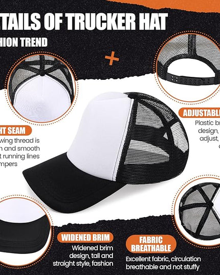 10 Pcs Sublimation Blank Trucker Hats Bulk Mesh Baseball Cap Polyester Mesh Trucker Hat for Men and Women