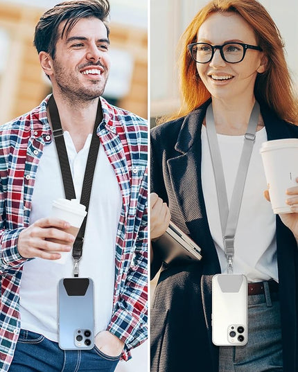 SHANSHUI Phone Lanyard, 4x Durable Pads and 2x Adjustable Phone Lanyard Crossboy Neck Phone Strap Compatible for iPhone, Samsung Galaxy and All Most Smartphones