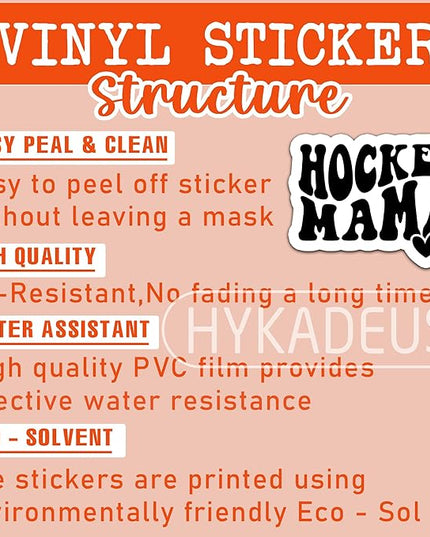 (3PCS) Hockey Mama Stickers – Hockey Mom Waterproof Vinyl Decals for Laptop, Tumbler, Phone, Water Bottle – Hockey Gift for Mom, Mama, Mother – Size 3" x 2.2"