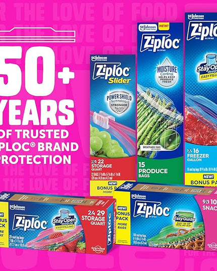 Ziploc 2 Gallon Food Storage Bags, Grip 'n Seal Technology for Easier Grip, Open, and Close, 36 Bags Total