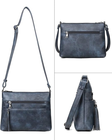 MASINTOR Crossbody Bags for Women, Lightweight Medium Crossbody Purse, Soft Leather Women's Shoulder Handbags with Tassel