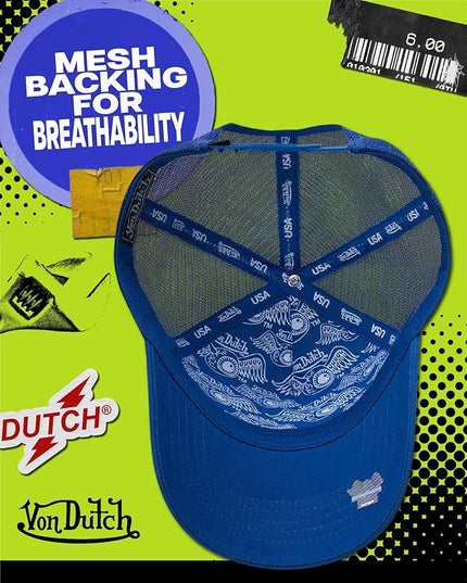 Von Dutch Unisex Trucker Hat - Curved Bill Mesh Back Retro Classic Adjustable Snapback Baseball Cap for Men and Women