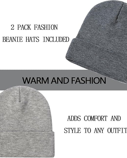 ZOORON 1&2 Pack Beanie for Men Women Slouchy Beanie Hats Winter Knit Caps Soft Ski Hat Unisex