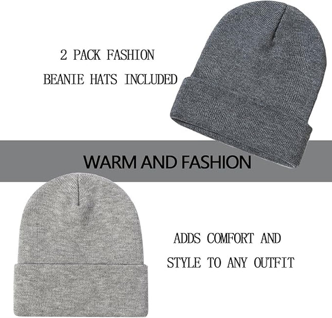 ZOORON 1&2 Pack Beanie for Men Women Slouchy Beanie Hats Winter Knit Caps Soft Ski Hat Unisex