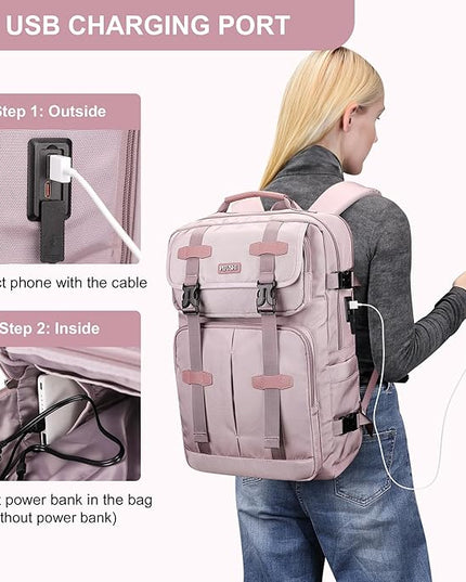 PIJUSHI Carry on Travel Backpack for Women Convertible Duffle Bag Flight Approved Luggage Backpack Fit 16 Inch Laptop(PE053 Ashen Purple)