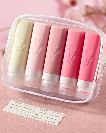 INSFIT Travel Bottles for Toiletries, TSA Approved 3oz Travel Size Toiletries, BPA Free Leak Proof Squeezable Silicone Tubes Travel Essentials for Shampoo Conditioner Lotion Soap
