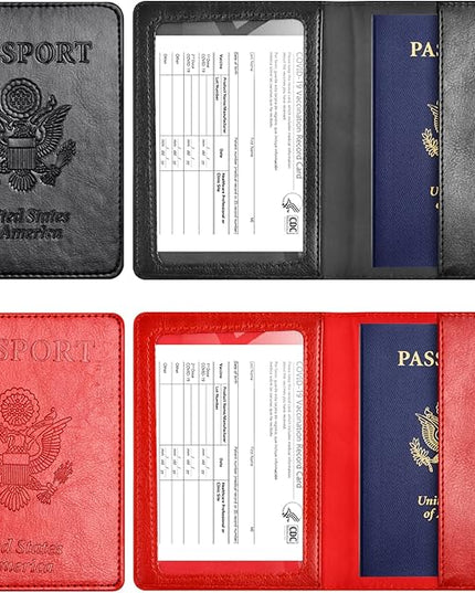 Eoehro Passport Holder for Travel Essentials-2Pack, Passport Wallet Cover Case for Travel Must Haves Accessories,Passport Book Holders for Women and Men