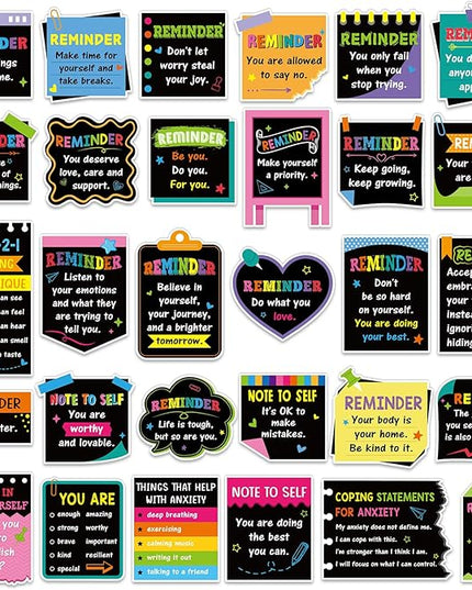 300 Pcs Mental Health Stickers Holiday Positive Affirmation Decor Inspirational Motivational Encouraging Care Quote Decals for Laptop Water Bottle Students Teens Adults(Blackboard)