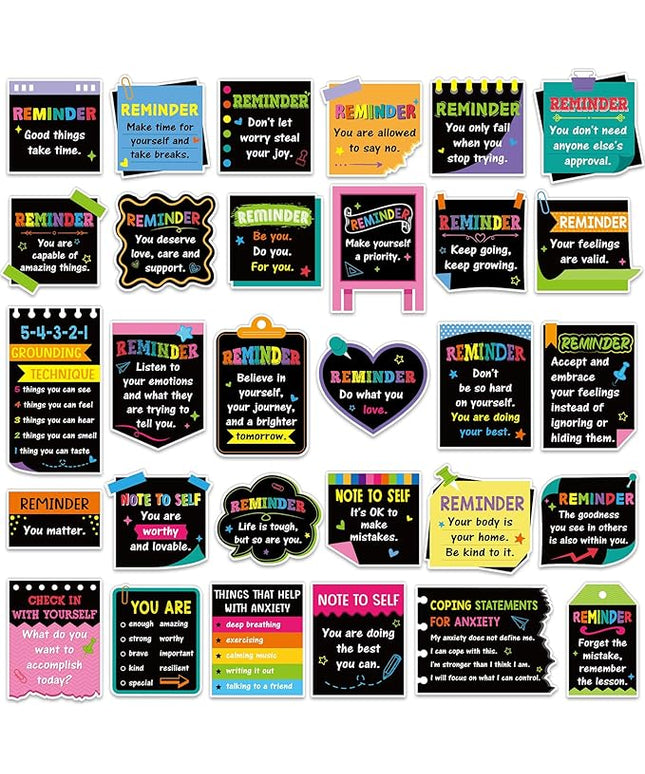 300 Pcs Mental Health Stickers Holiday Positive Affirmation Decor Inspirational Motivational Encouraging Care Quote Decals for Laptop Water Bottle Students Teens Adults(Blackboard)
