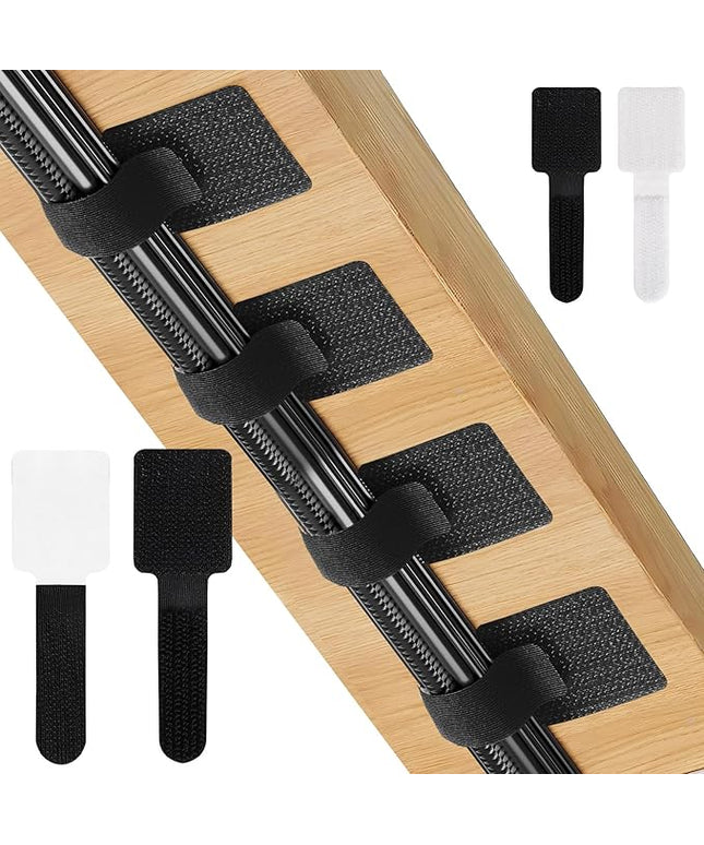 50-Pack Reusable Self-Adhesive Cable Ties Cable Management Adjustable Hook & Loop Straps for Organizing Data Cables, Wires, Headphones Under-Table Cord Management for Home, Office